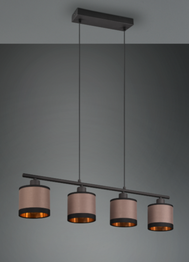 Sospensione Trio Lighting Davos 4xE14 max 10W nero opaco taupe - R31554041 05