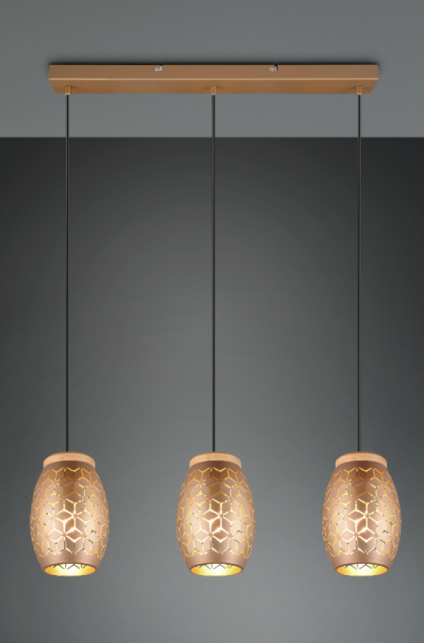 Sospensione Trio Lighting Bidar 3xE27 max 28W caffe - R31573065 02