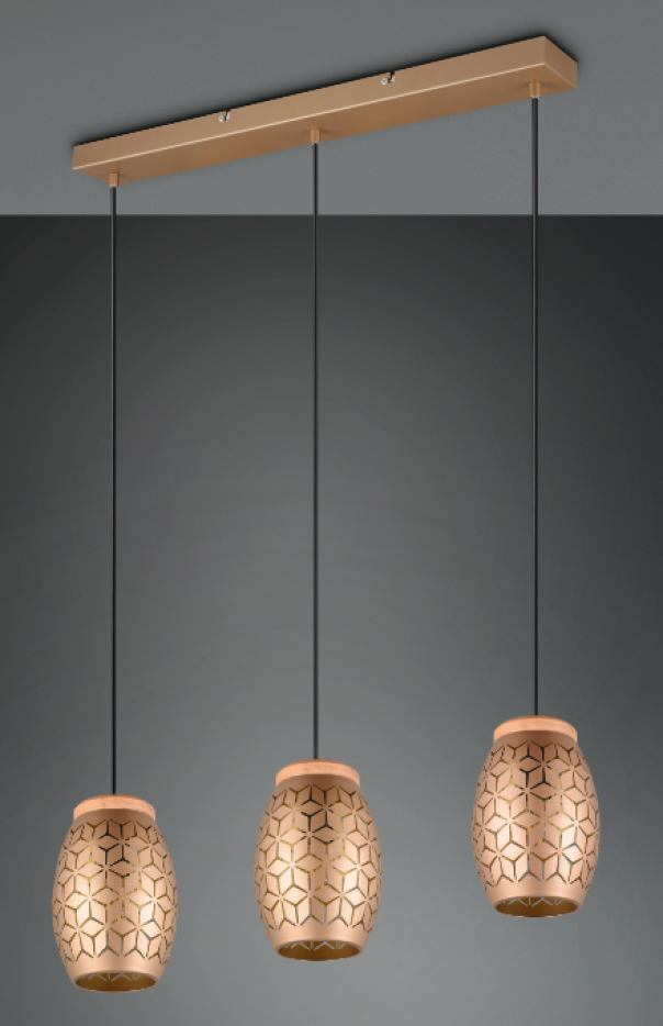 Sospensione Trio Lighting Bidar 3xE27 max 28W caffe - R31573065 05