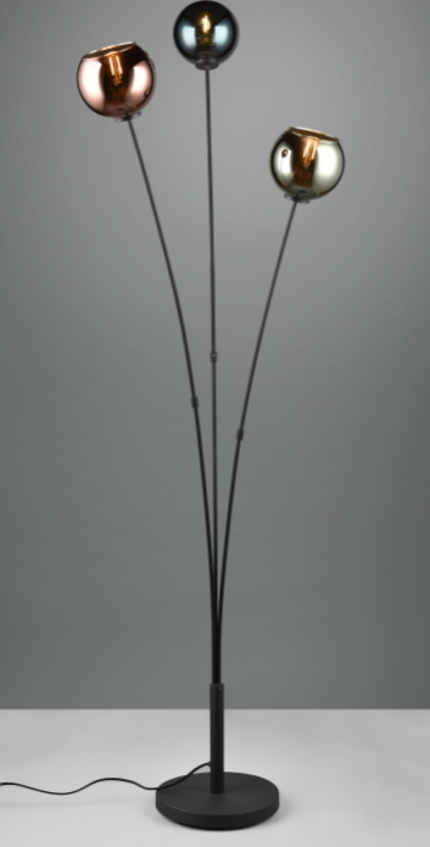Lampada da terra Trio Lighting Sheldon 3xE14 max 10W nero opaco - R41303017 02