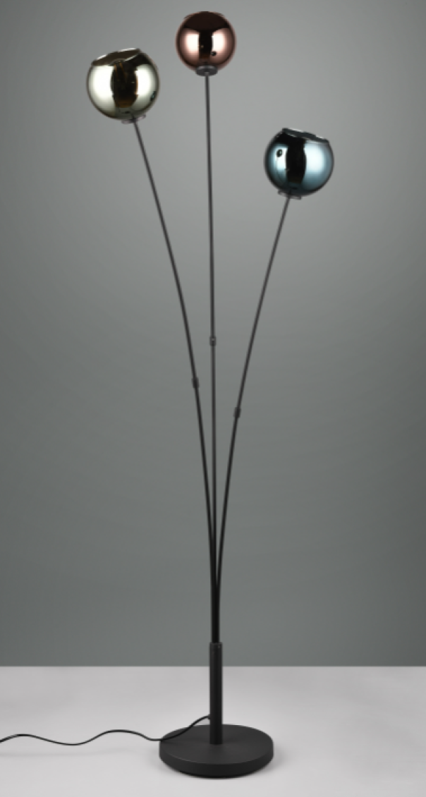 Lampada da terra Trio Lighting Sheldon 3xE14 max 10W nero opaco - R41303017 03