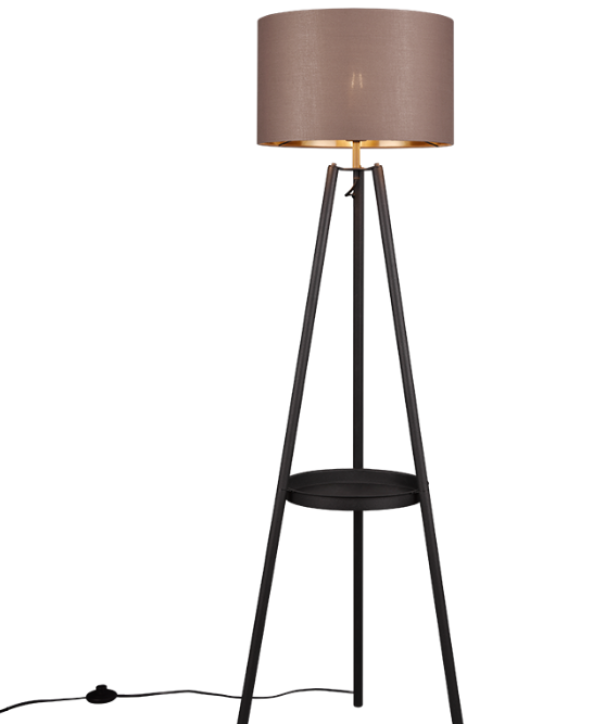 Lampada da terra a tre piedi Trio Lighting Colette 1xE27 max 60W nero opaco taupe - R41561032 01