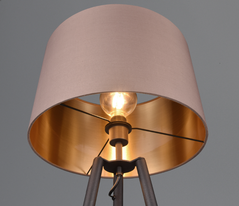 Lampada da terra a tre piedi Trio Lighting Colette 1xE27 max 60W nero opaco taupe - R41561032 02
