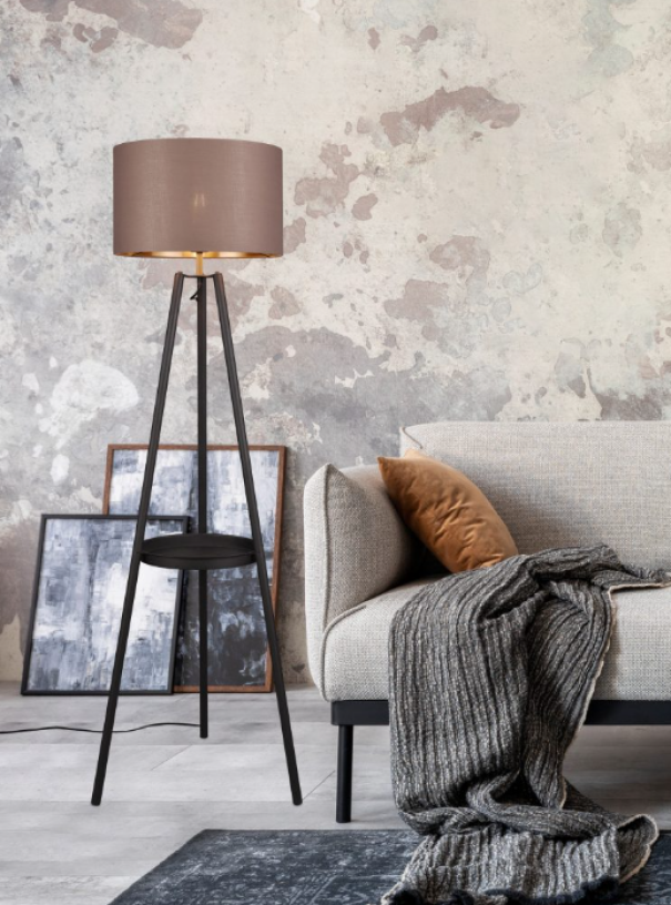 Lampada da terra a tre piedi Trio Lighting Colette 1xE27 max 60W nero opaco taupe - R41561032 05