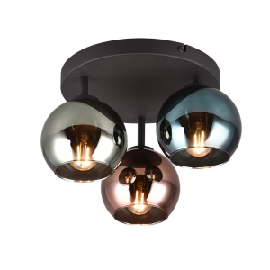 Plafoniera  sheldon 3xe14 max 10w nero opaco - r61303017