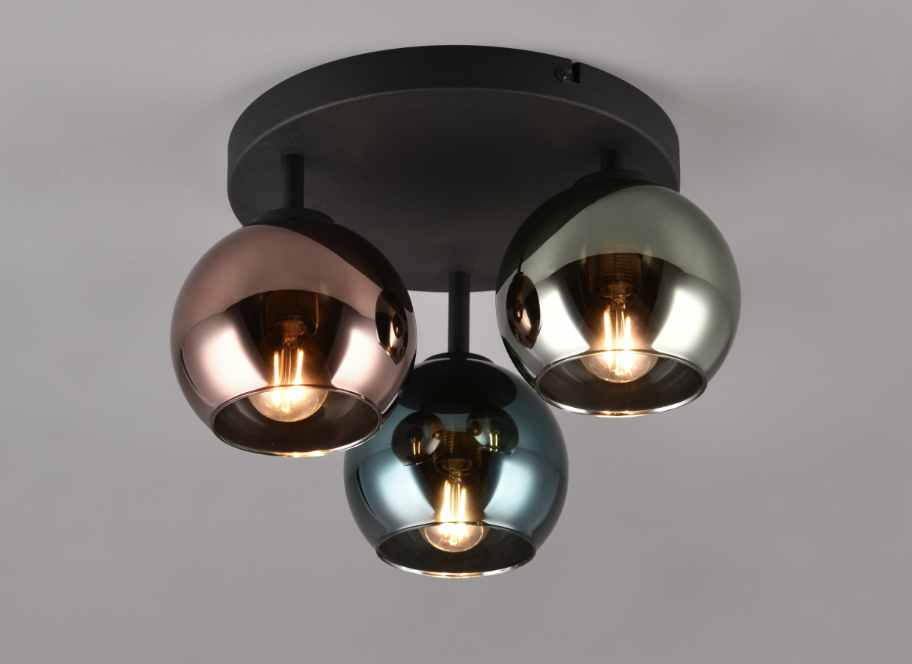 Plafoniera Trio Lighting Sheldon 3xE14 max 10W nero opaco - R61303017 02