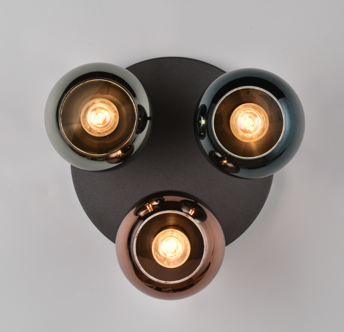 Plafoniera Trio Lighting Sheldon 3xE14 max 10W nero opaco - R61303017 03