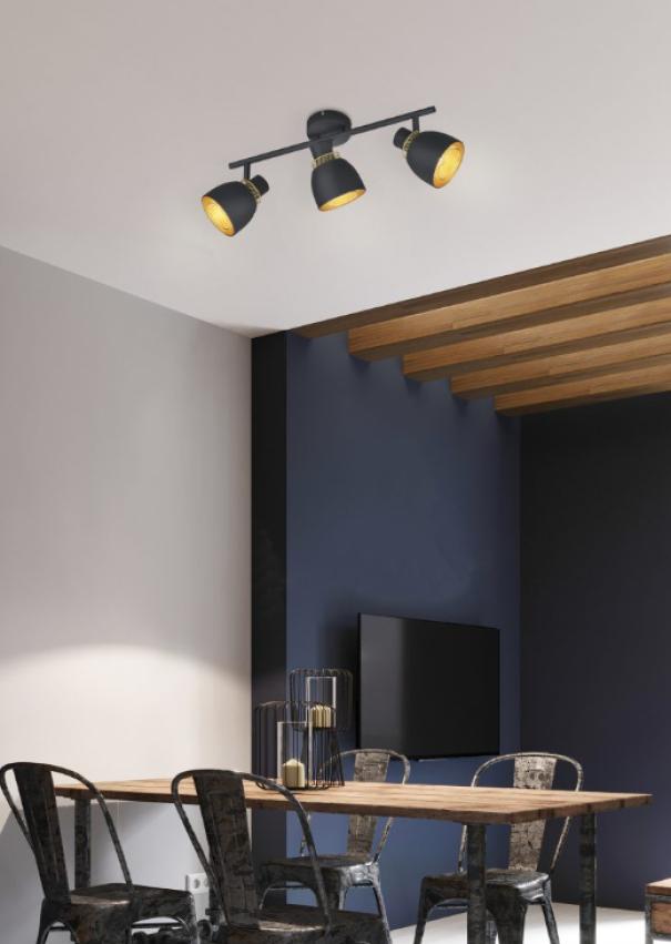 Faretti Trio Lighting Punch 3xE14 max 10W nero opaco - R80813032 03