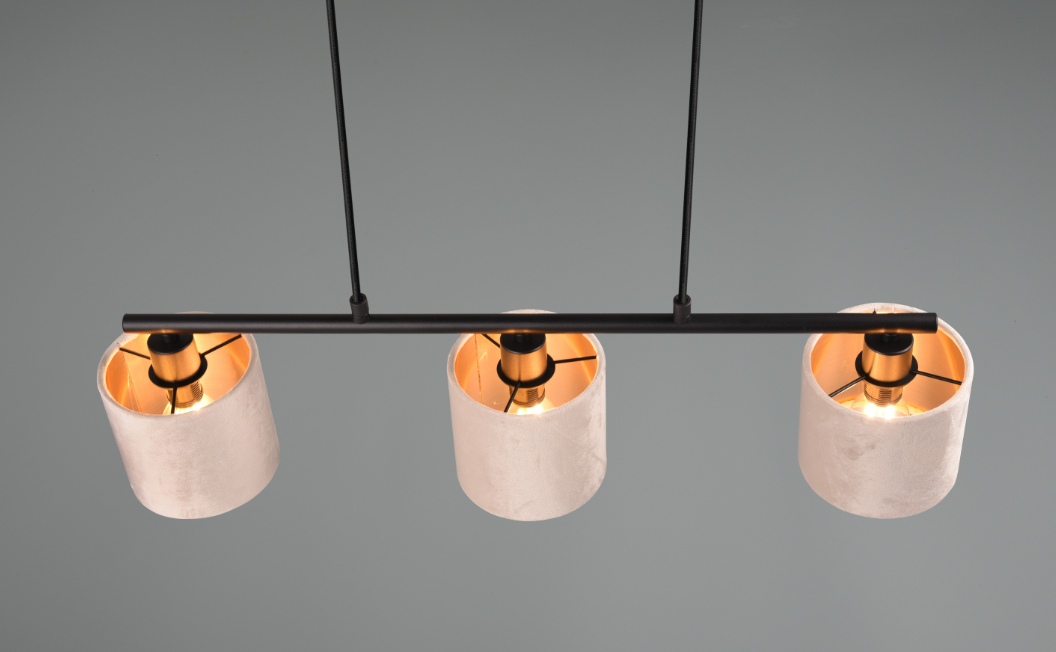 Sospensione Trio Lighting Julieta 3xE14 max 40W nero beige - 319000344 03