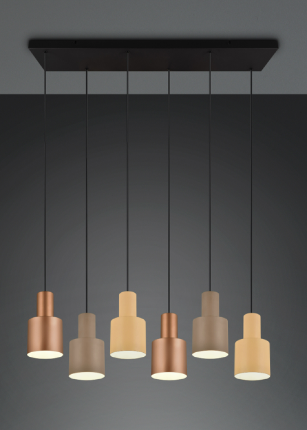 Sospensione Trio Lighting Agudo 6xE27 max 40W nero opaco - 319430317 02
