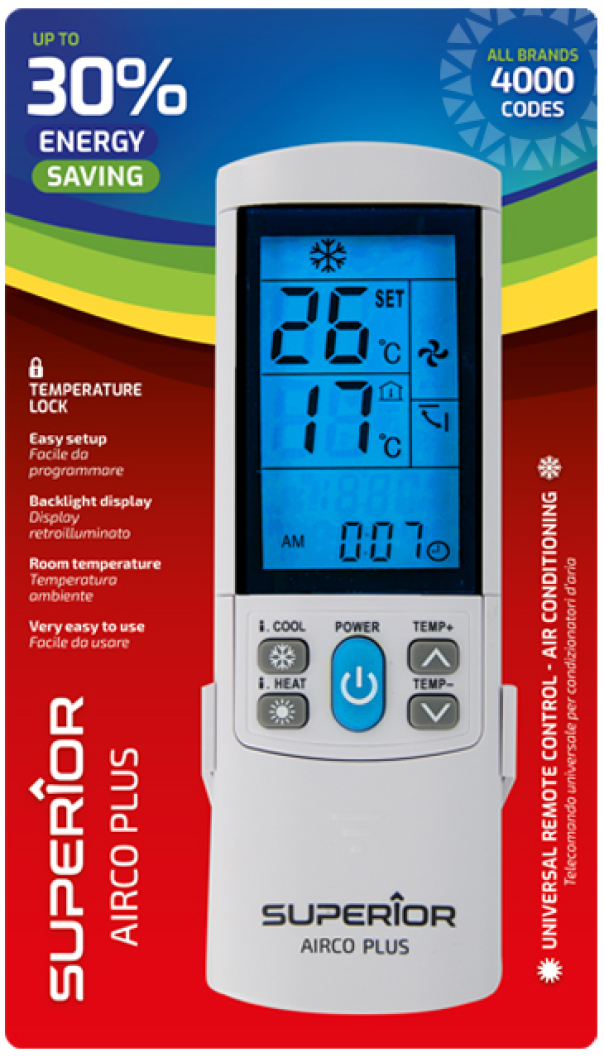 Telecomando universale per condizionatore Superior AirCo Plus 4000 codici bianco - SUPCU001 02