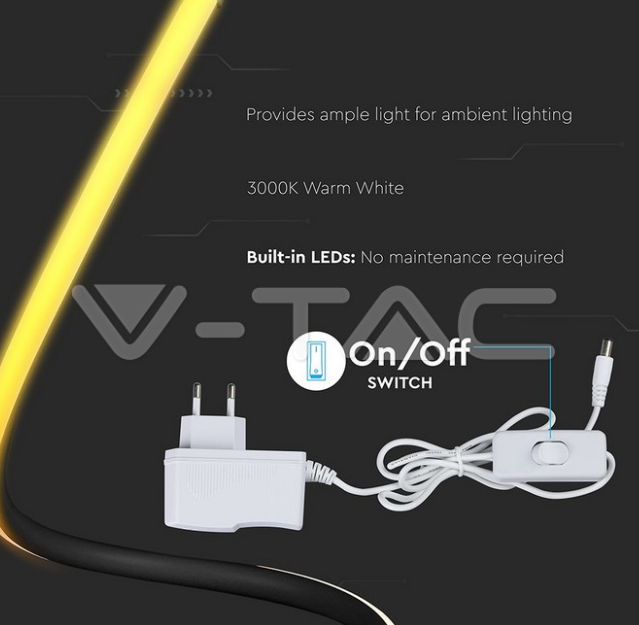 Lampada da tavolo led V-tac cavo spina EU 20W 3000K nero VT-7312 -  2140311 03