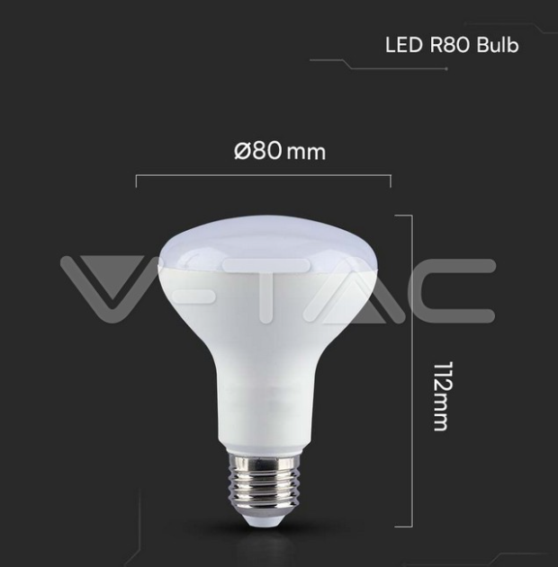Lampadina led R80 V-tac chip Samsung E27 11W 6500K VT-280  -  21137 05