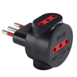 Adattatore triplo  serie emilia 10a 3p nero -  rs7702n