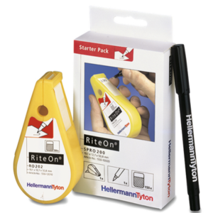Dispenser di etichette hellermann tyton con pennarello indelebile nero - 550-14010