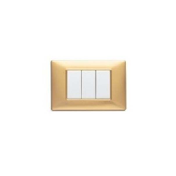 VIMAR PLANA PLACCA 3 MODULI TECNOPOLIMERO COLORE ORO OPACO 14653.25