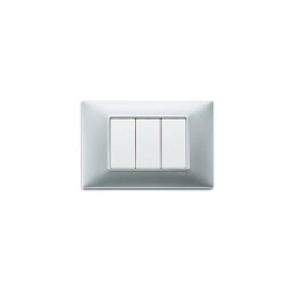 VIMAR PLANA PLACCA 3 MODULI TECNOPOLIMERO COLORE  ARGENTO OPACO 14653.20