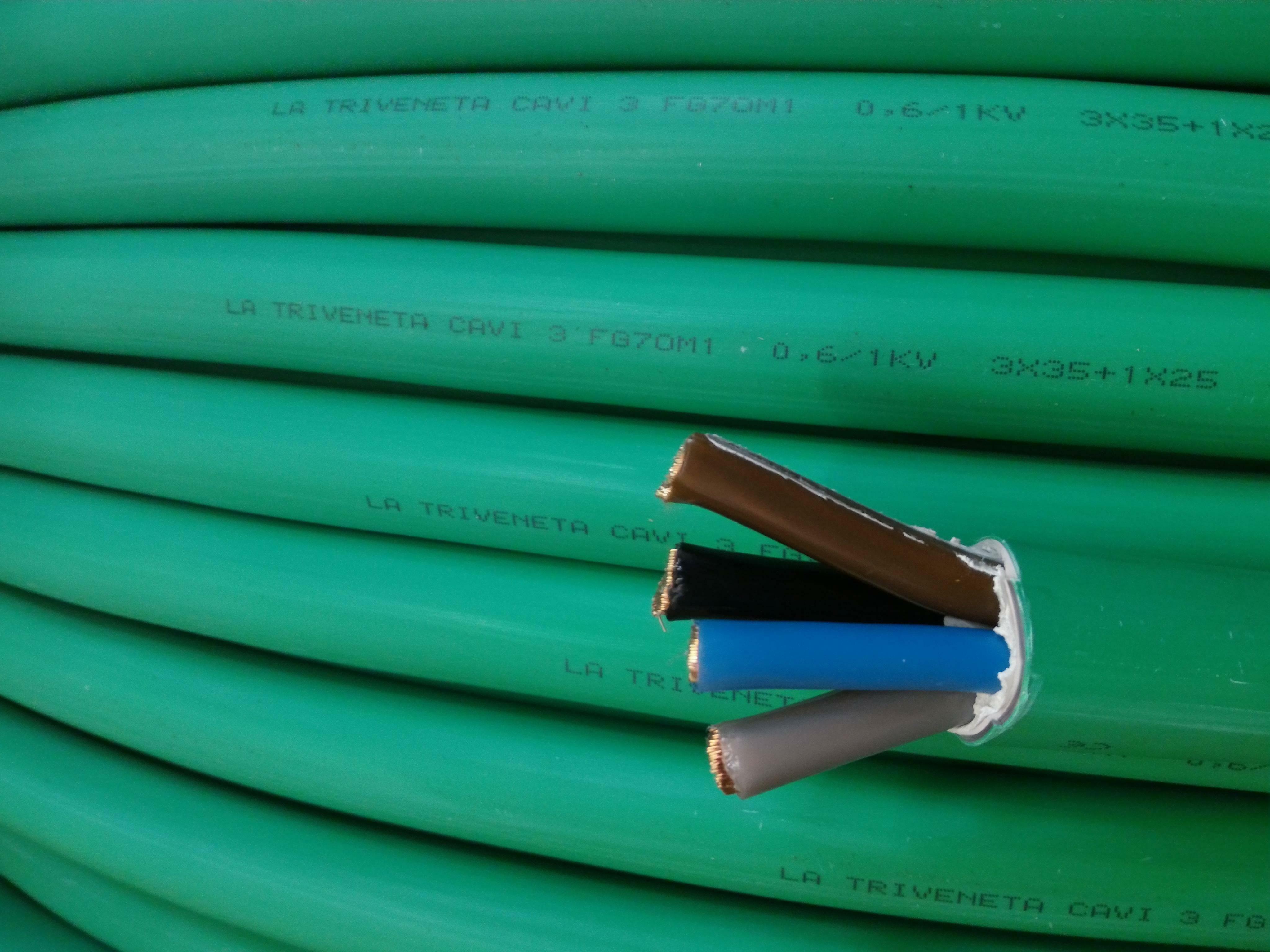 cavi cavi al metro cavo fg16om16 multipolare fg16 verde (3x35+1x25) 3.5 conduttori da 35mmq senza giallo verde fg7om1-3,5x35 fg16om16-3,5x35 - foto 1