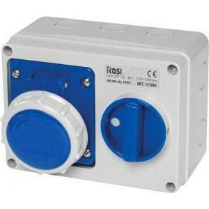Materiale elettrico presa fissa interbloccata orizzontale da parete 2p&#43;e con fondo 50/60 hz ip67 3216b6