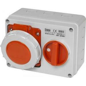 Materiale elettrico presa fissa interbloccata orizzontale da parete 3p&#43;e con fondo 50/60 hz ip67 3316r6