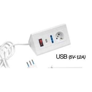 Multipresa usb da tavolo  31561- con interruttore e presa universale-bianca