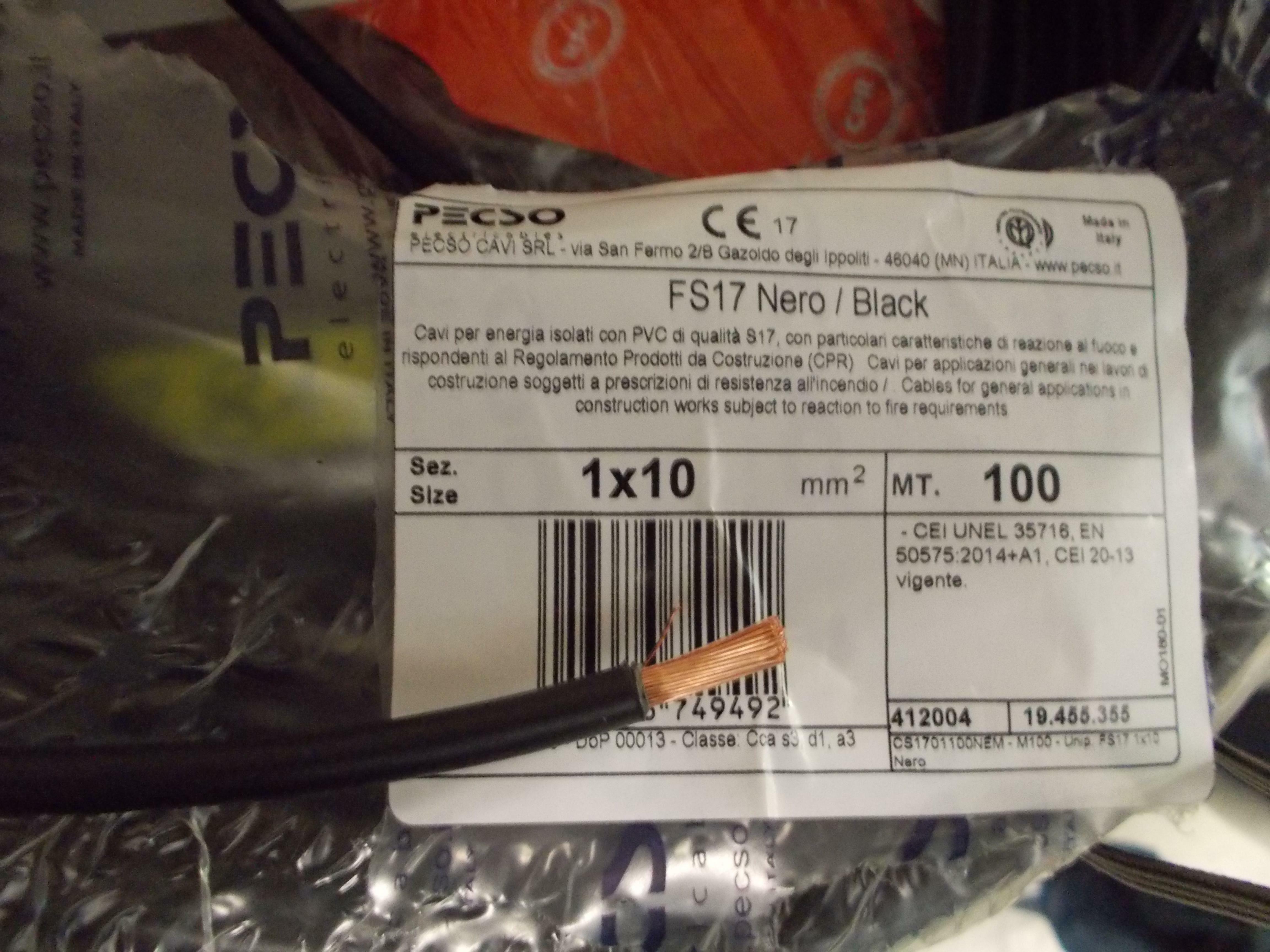 cavi cavi al metro cavo unipolare cordina fs17 nero sezione 1x10mmq n07v-k1x10ne fs17-1x10ne - foto 1