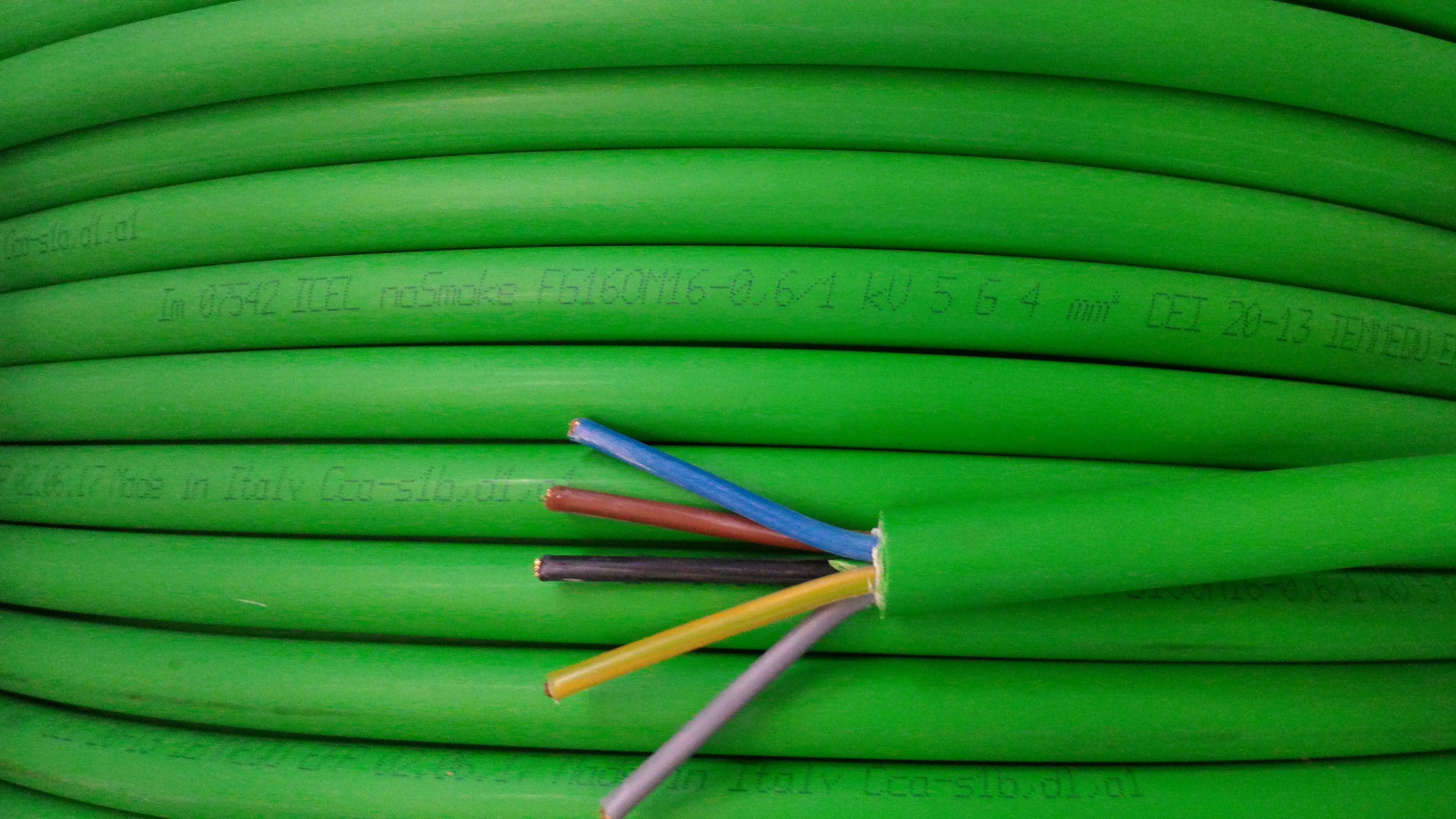 cavi cavi al metro cavo fg16om16 multipolare fg16 verde 5 conduttori da 4mmq con giallo verde fg7om1-5gx4 fg16om16-5gx4 - foto 1