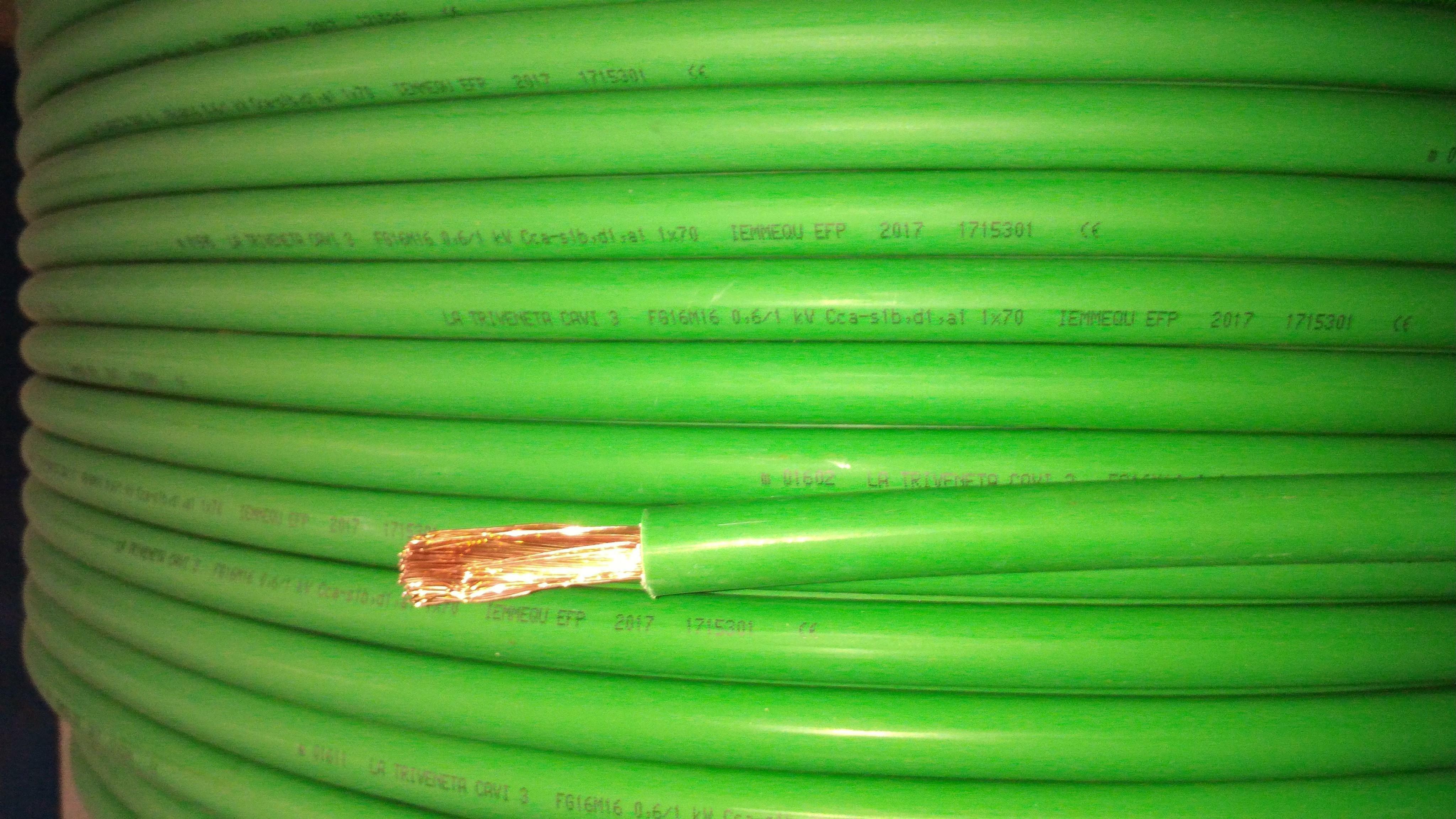 cavi cavi al metro cavo fg16m16 unipolare fg16 verde 1 conduttore da 70mmq senza giallo verde fg7om1-1x70 fg16m16-1x70 - foto 1