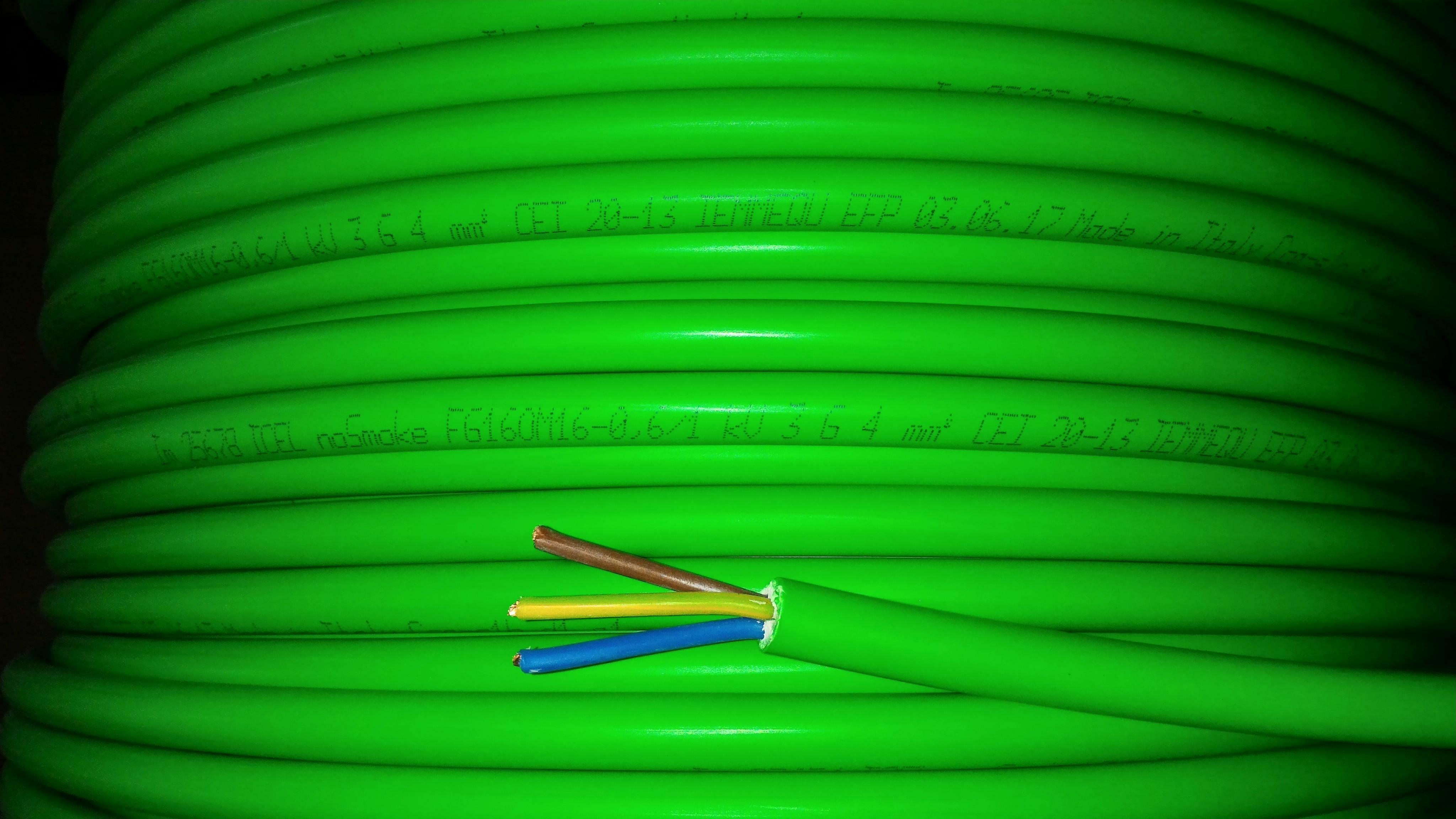 cavi cavi al metro cavo fg16om16 multipolare fg16 verde 3 conduttori da 4mmq con giallo verde fg7om1-3gx4 fg16om16-3gx4 - foto 1