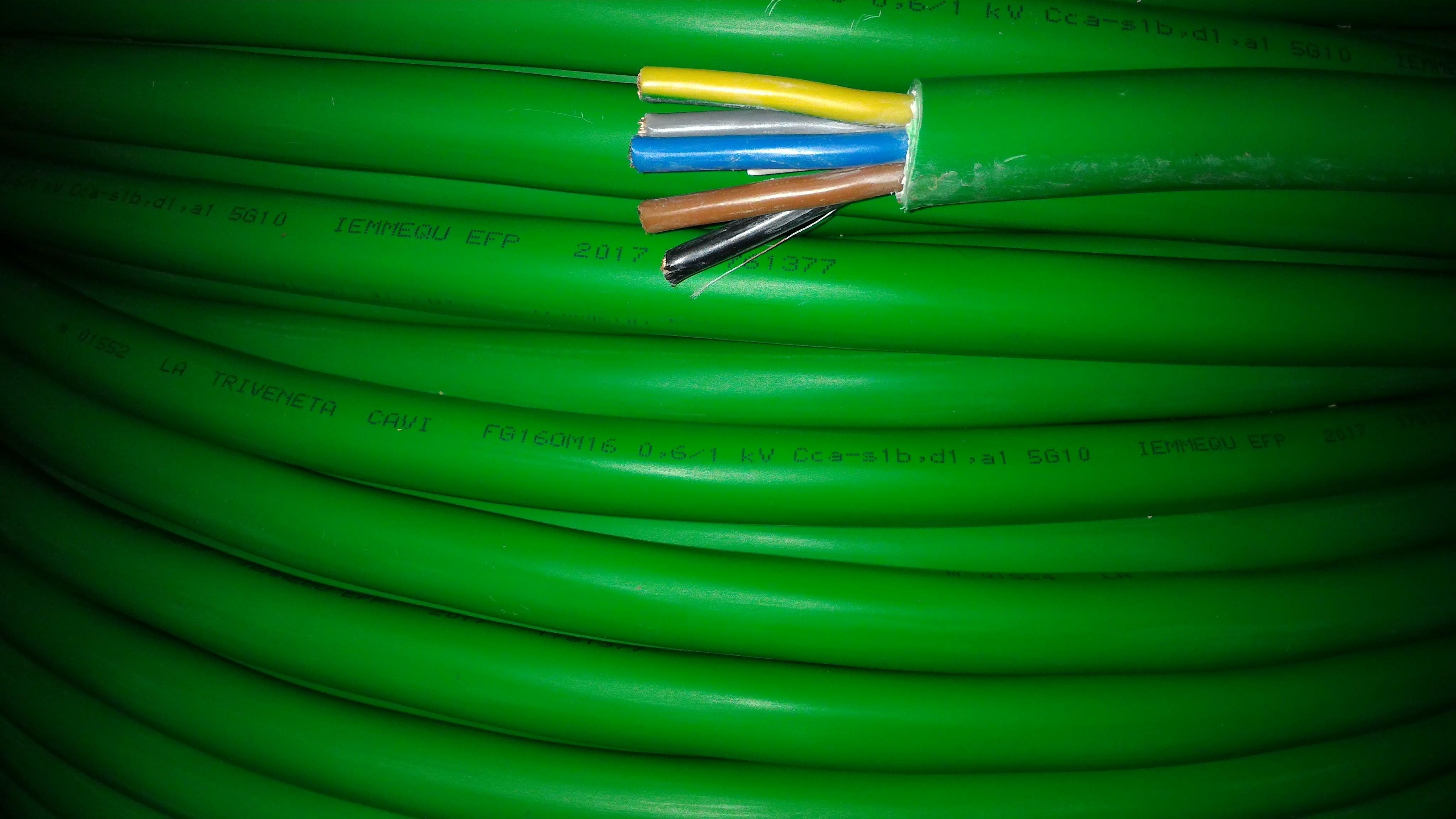 cavi cavi al metro cavo fg16om16 multipolare fg16 verde 5 conduttori da 10mmq con giallo verde fg7om1-5gx10 fg16om16-5gx10 - foto 1