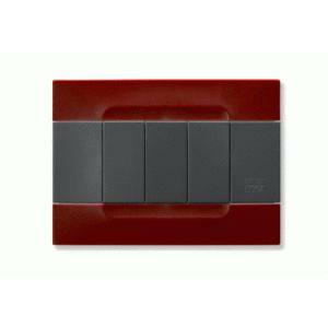Nea kadra placca 3 moduli antracite e rosso pechino 10803.11