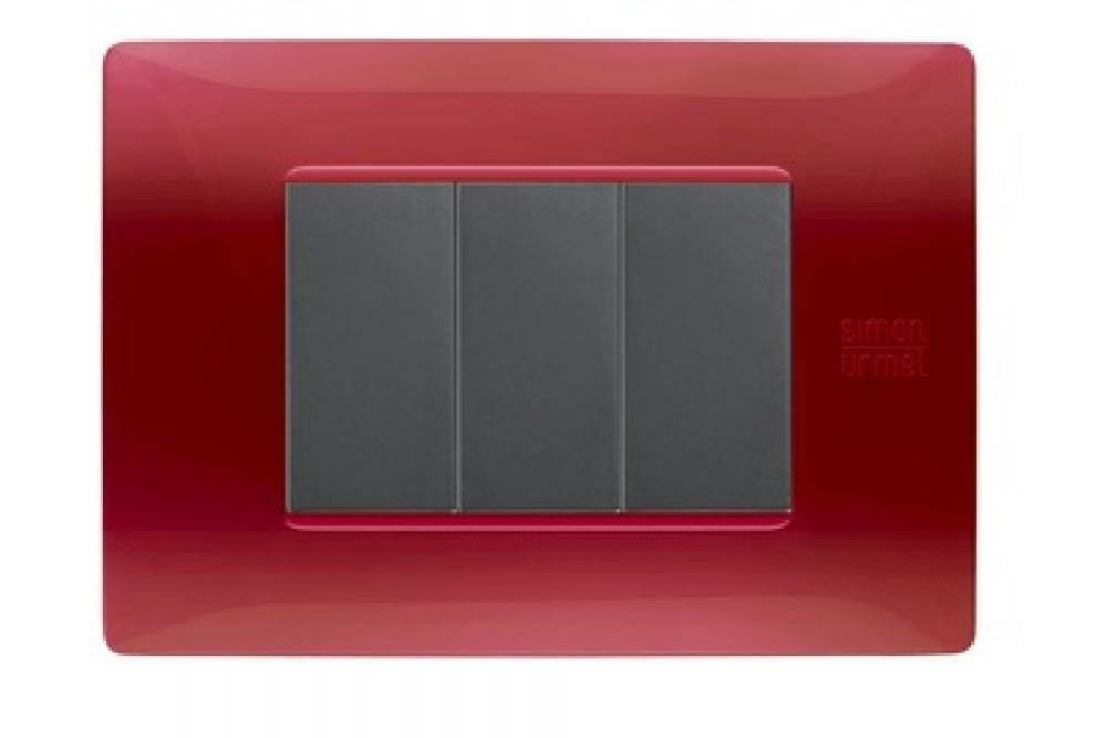 simon urmet simon urmet flexa placca tecnopolimero 3 moduli colore rosso 11803.rs - foto 1