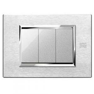 Expi placca in aluminio satinato 3 moduli 13903.as