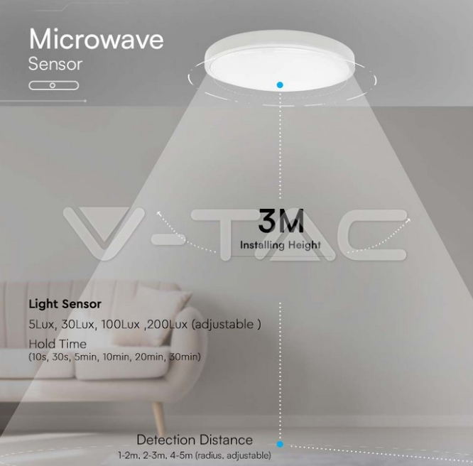 Plafoniera led con telecomando V-tac 18W 4000K bianco VT-8618S - 76661 04