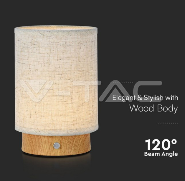 Lampada da tavolo led V-tac ricaricabile con usb 3W 3000K colore beige VT-7569 -  23090 02