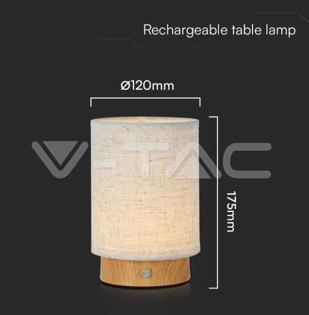 Lampada da tavolo led V-tac ricaricabile con usb 3W 3000K colore beige VT-7569 -  23090 05