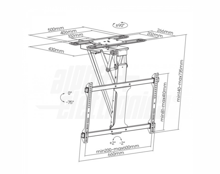 Supporto TV motorizzato a soffitto Alpha Elettronica per TV 32-75 pollici nero - SU3275/WM 05