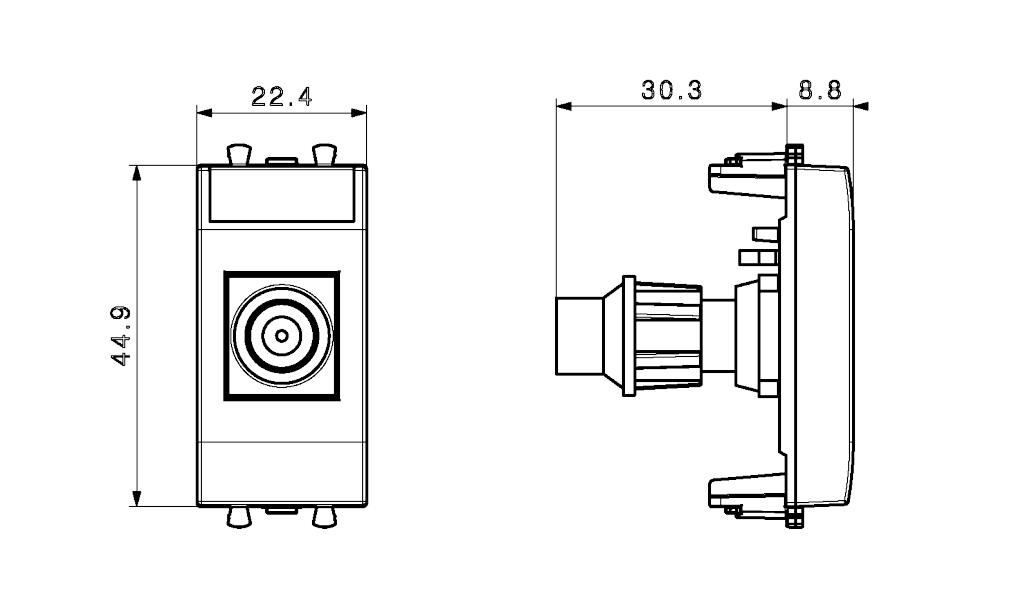 Presa coassiale maschio AVE Domus S44 1 modulo bianco 4-2400MHz bianco - 441096IM 02
