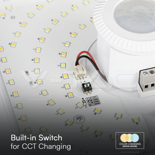 Plafoniera led V-tac chip Samsung sensore PIR 12W 3000-4000-6000K bianco VT-81003  -  23419 03