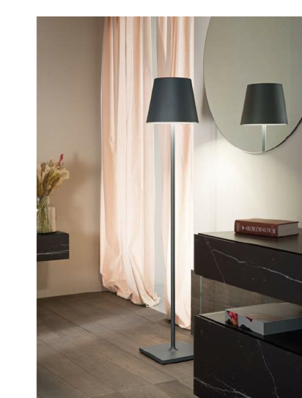 Lampada da terra e tavolo Zafferano Poldina Pro XXL ricaricabile 2700-3000K 6,5W IP54 grigio scuro - LD0360N3 02