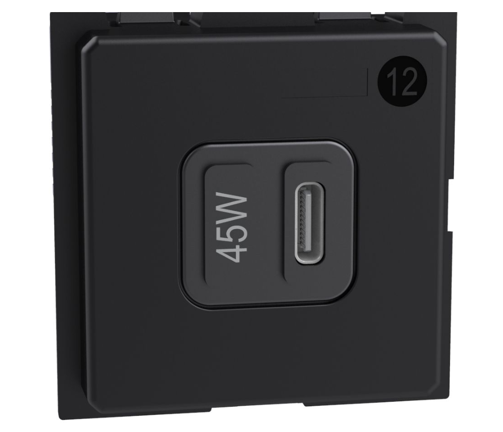 Prese USB-C Bticino Livingnow 45W 2 moduli nero K4288C2 - K4294C 01 Prese USB-C Bticino Livingnow 45W 2 moduli nero K4288C2 - K4294C 01
