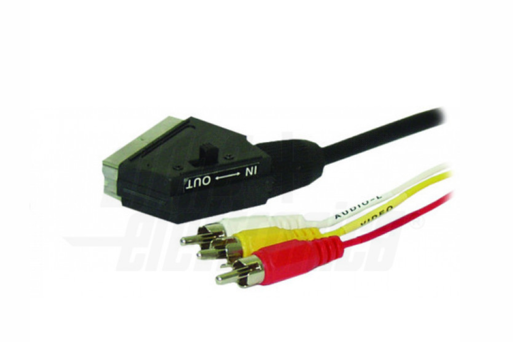 Cavo da scart a 1 RCA video e 2 audio Alpha Elettronica diametro 7mm da 1.5m nero - 92-068B 01