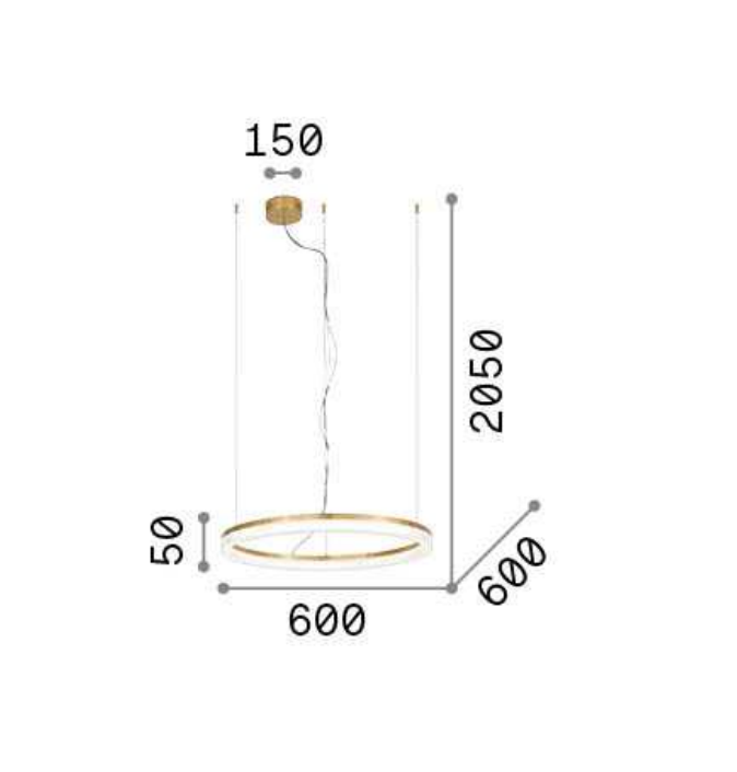 Sospensione led Ideal Lux Crown SP D60 30W 3000K ottone - 314938 03