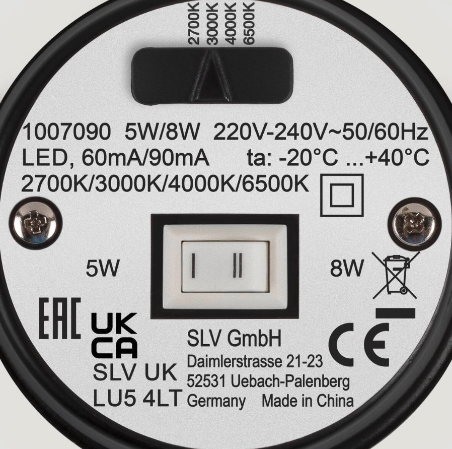 Faretto led mobile ad incasso SLV Universal Downlight Move Phase 5/8W 2700/3000/4000/6500K - 1007090 02