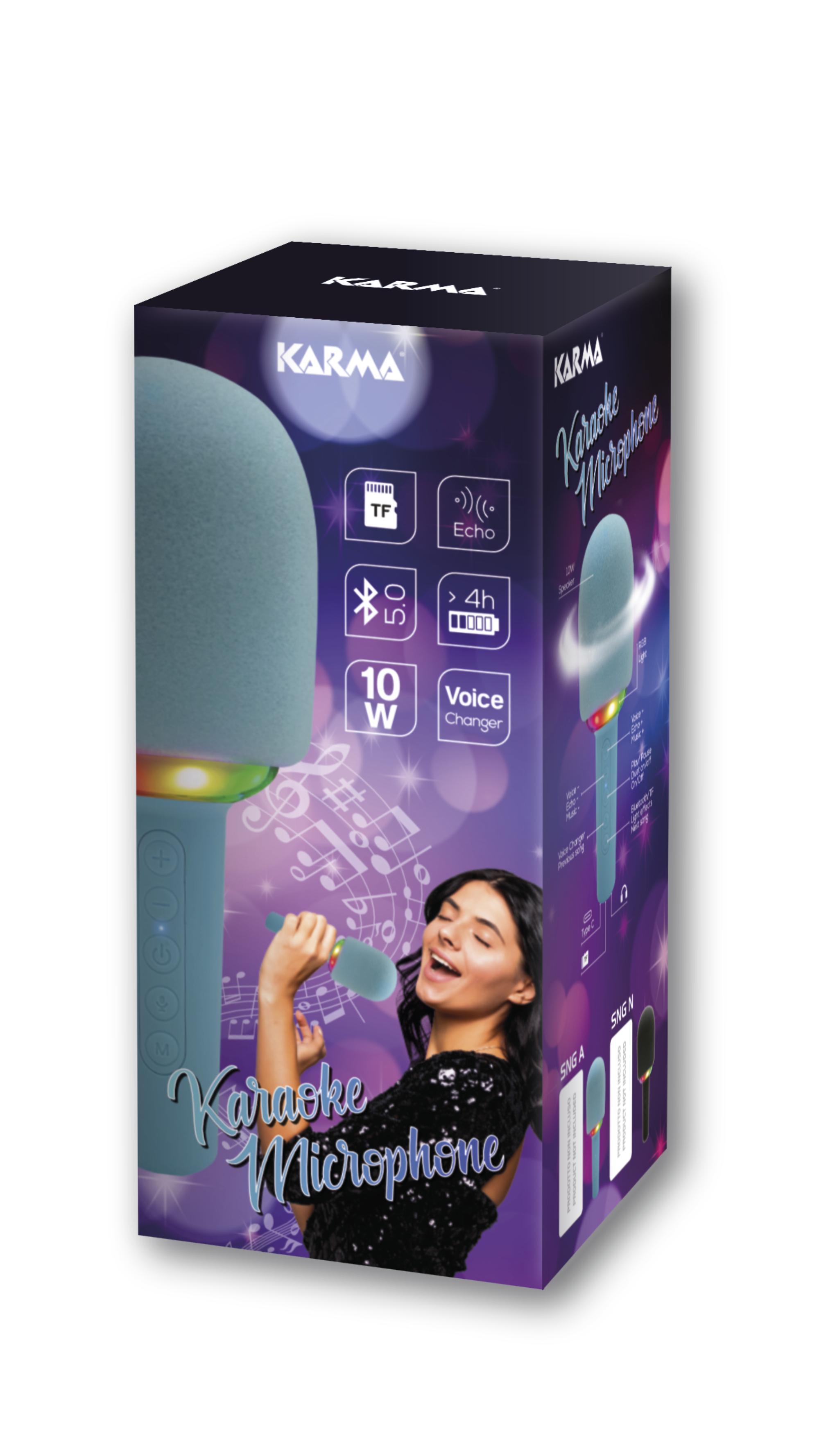 Confezione microfono karaoke con luci LED e speaker 10W Karma Italiana SNG-N