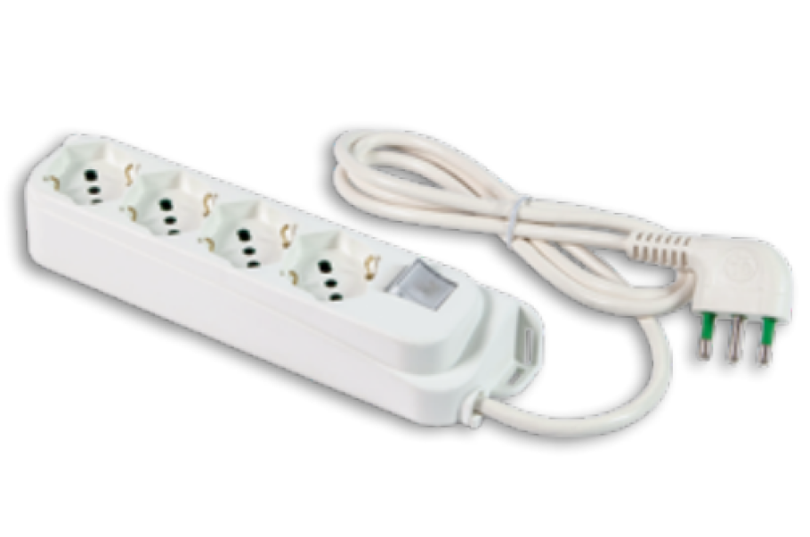 Multipresa 4 posti Fanton Omega 2P+T 16A cavo da 1.5m bianco - 47420 01