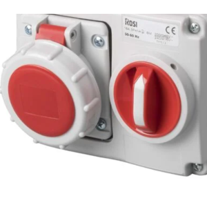 Presa interbloccata con sezionatore  materiale elettrico serie 14 4p 32a 400v rosso - 14.3332r6-i