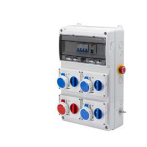 Quadro asc con prese interbloccate  materiale elettrico serie 14 3x3p + 1x4p 16a con pulsante di emergenza - 2203s
