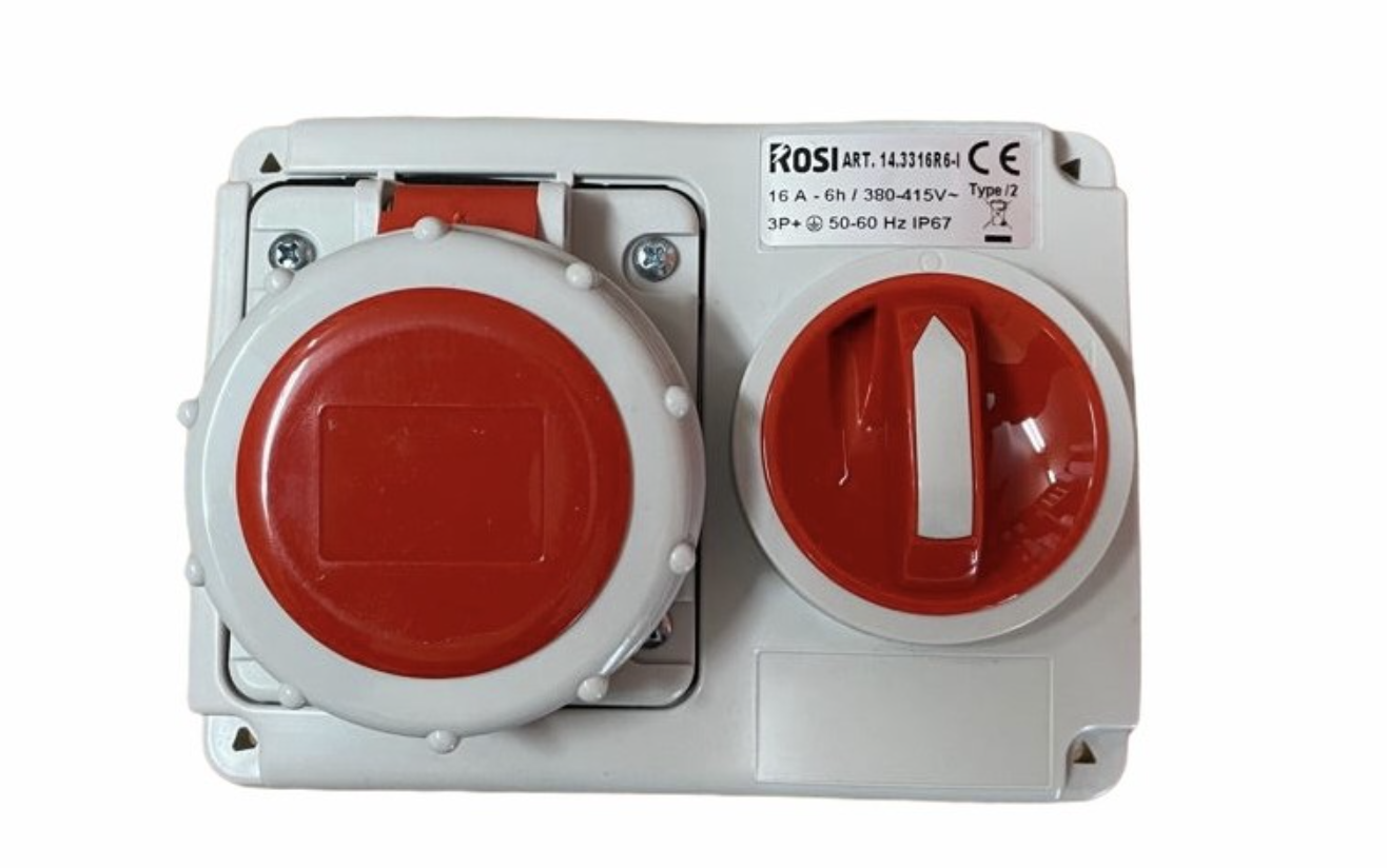 Presa interbloccata con sezionatore Rosi Materiale Elettrico Serie 14 4P 16A 400V rosso - 14.3316R6-I 01