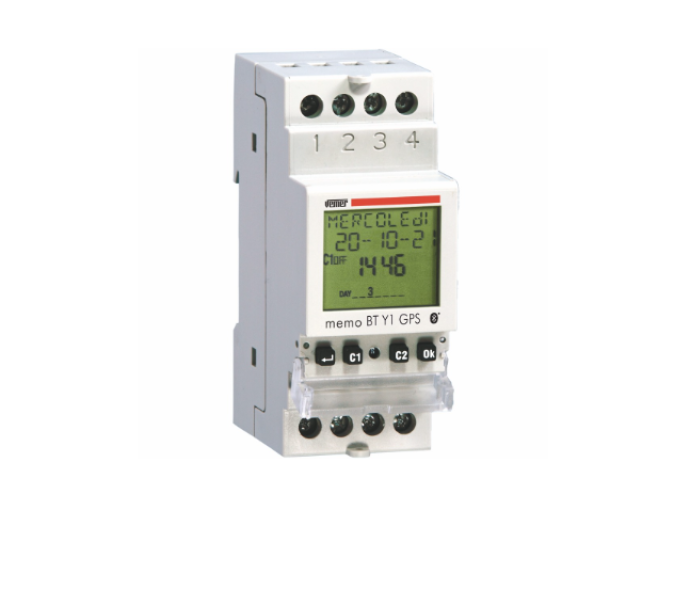Interruttore elettronico digitale Vemer memo BT Y1 GPS 1 rele orario/astronomico con bluetooth e GPS - VE790400 01